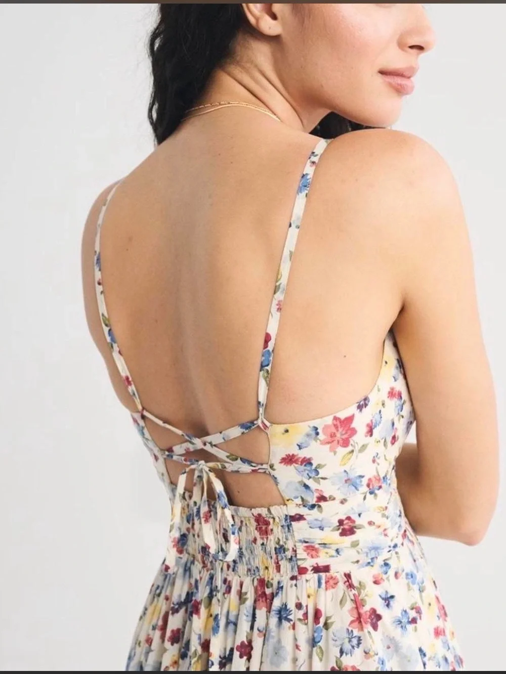 Abercrombie & Fitch Bra Free Tie Back Flowy Maxi Dress Size S Petite